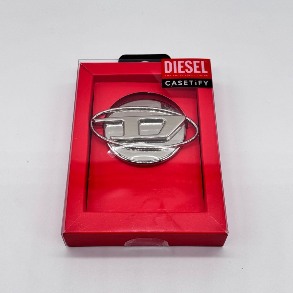 Diesel x Casetify Silver Metal Popup Stand Accessory For Magsafe Mobile Phone